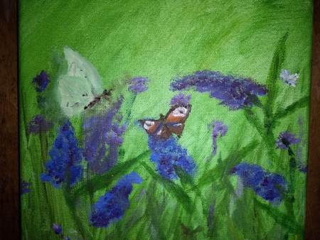 Vlinder 4,olieverf 2019,30x30cm,te koop